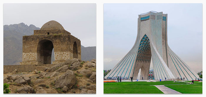 نمای اصلی برج آزادی از مفهوم چهارطاقی ایرانی-ساسانی نمای اصلی برج آزادی از مفهوم چهارطاقی ایرانی-ساسانی