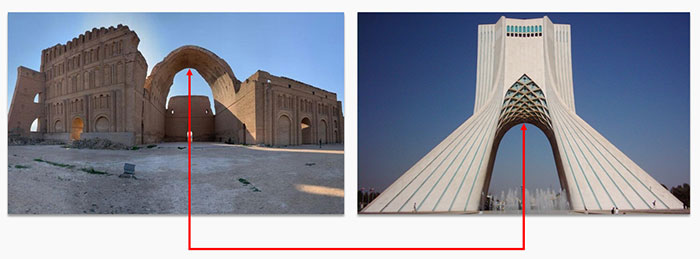 طاق برج آزادی با الهام از طاق کسری طاق برج آزادی با الهام از طاق کسری